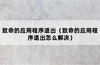 致命的应用程序退出（致命的应用程序退出怎么解决）