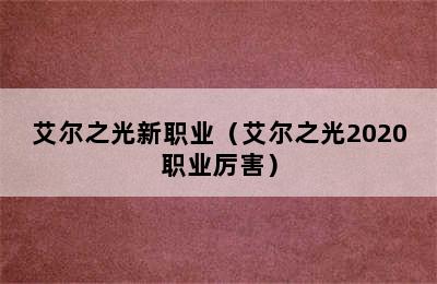 艾尔之光新职业（艾尔之光2020职业厉害）