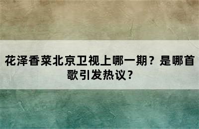 花泽香菜北京卫视上哪一期？是哪首歌引发热议？