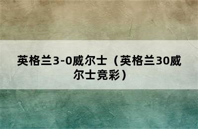 英格兰3-0威尔士（英格兰30威尔士竞彩）