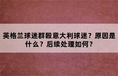 英格兰球迷群殴意大利球迷？原因是什么？后续处理如何？