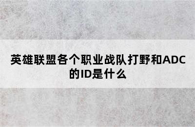 英雄联盟各个职业战队打野和ADC的ID是什么