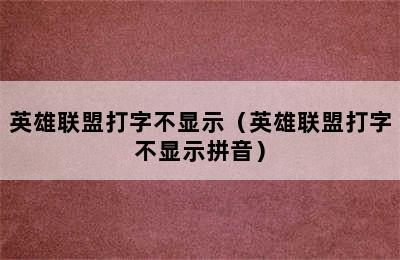 英雄联盟打字不显示（英雄联盟打字不显示拼音）