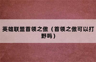 英雄联盟首领之傲（首领之傲可以打野吗）