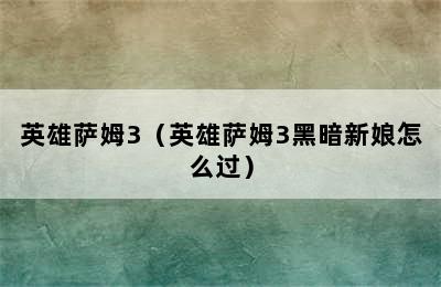 英雄萨姆3（英雄萨姆3黑暗新娘怎么过）