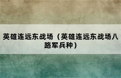 英雄连远东战场（英雄连远东战场八路军兵种）