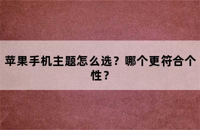 苹果手机主题怎么选？哪个更符合个性？