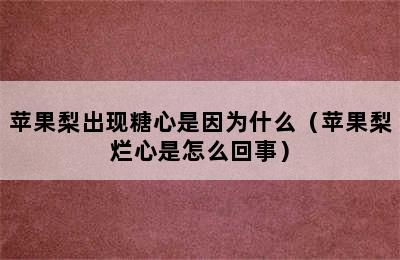 苹果梨出现糖心是因为什么（苹果梨烂心是怎么回事）