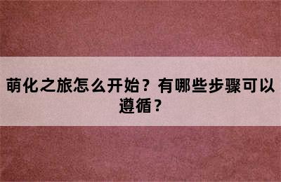 萌化之旅怎么开始？有哪些步骤可以遵循？