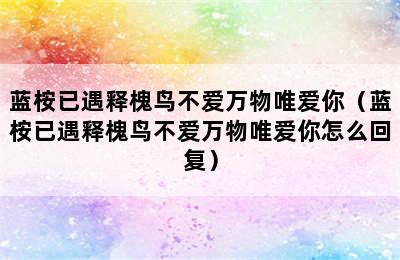 蓝桉已遇释槐鸟不爱万物唯爱你（蓝桉已遇释槐鸟不爱万物唯爱你怎么回复）