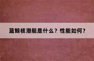 蓝鲸核潜艇是什么？性能如何？