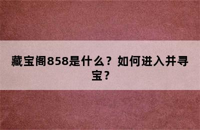 藏宝阁858是什么？如何进入并寻宝？