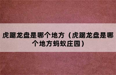 虎踞龙盘是哪个地方（虎踞龙盘是哪个地方蚂蚁庄园）