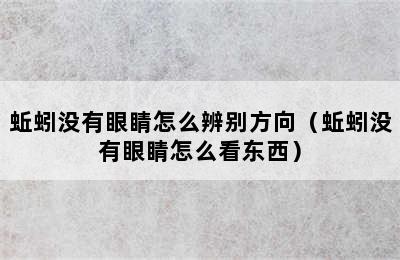 蚯蚓没有眼睛怎么辨别方向（蚯蚓没有眼睛怎么看东西）