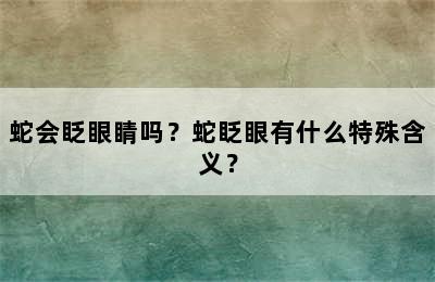 蛇会眨眼睛吗？蛇眨眼有什么特殊含义？