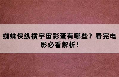 蜘蛛侠纵横宇宙彩蛋有哪些？看完电影必看解析！