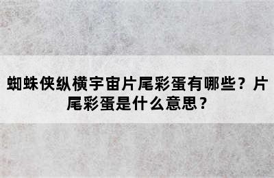 蜘蛛侠纵横宇宙片尾彩蛋有哪些？片尾彩蛋是什么意思？