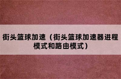 街头篮球加速（街头篮球加速器进程模式和路由模式）