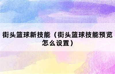 街头篮球新技能（街头篮球技能预览怎么设置）