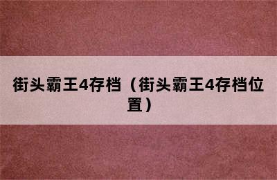 街头霸王4存档（街头霸王4存档位置）