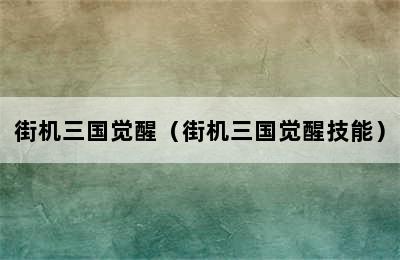 街机三国觉醒（街机三国觉醒技能）