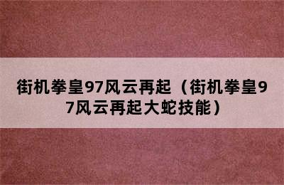 街机拳皇97风云再起（街机拳皇97风云再起大蛇技能）