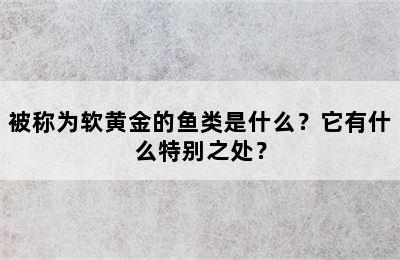被称为软黄金的鱼类是什么？它有什么特别之处？