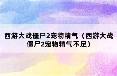 西游大战僵尸2宠物精气（西游大战僵尸2宠物精气不足）