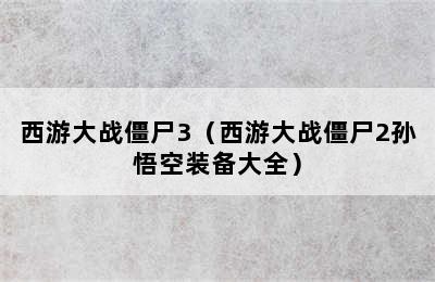 西游大战僵尸3（西游大战僵尸2孙悟空装备大全）