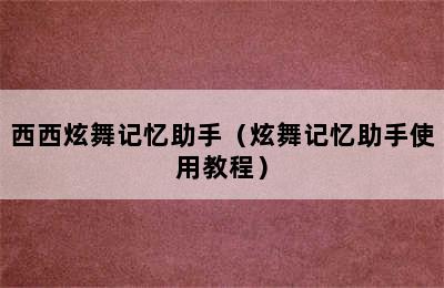 西西炫舞记忆助手（炫舞记忆助手使用教程）