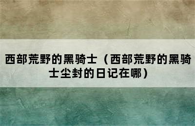 西部荒野的黑骑士（西部荒野的黑骑士尘封的日记在哪）