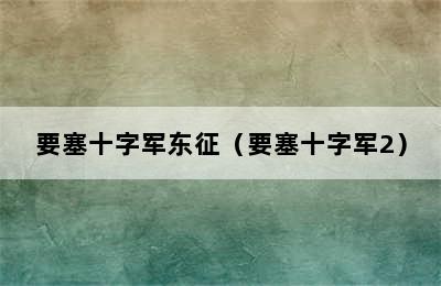 要塞十字军东征（要塞十字军2）