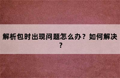 解析包时出现问题怎么办？如何解决？