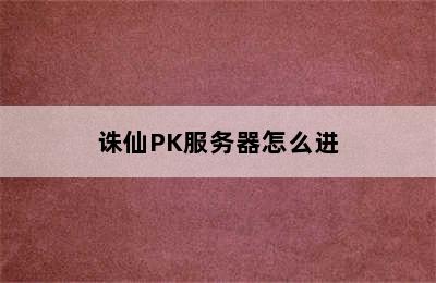 诛仙PK服务器怎么进