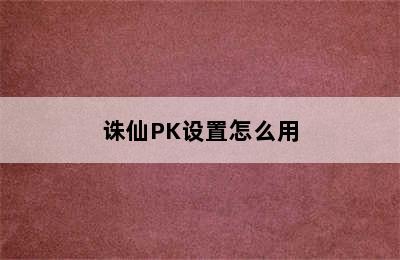 诛仙PK设置怎么用