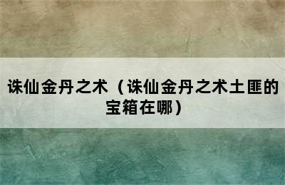 诛仙金丹之术（诛仙金丹之术土匪的宝箱在哪）