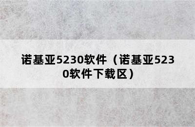 诺基亚5230软件（诺基亚5230软件下载区）