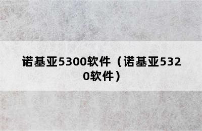 诺基亚5300软件（诺基亚5320软件）