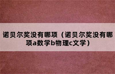 诺贝尔奖没有哪项（诺贝尔奖没有哪项a数学b物理c文学）