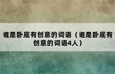 谁是卧底有创意的词语（谁是卧底有创意的词语4人）