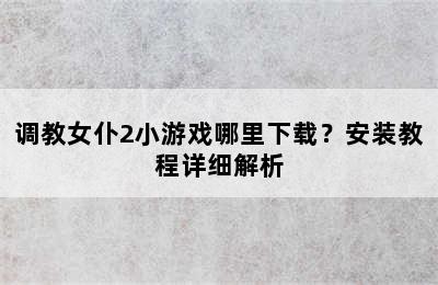 调教女仆2小游戏哪里下载？安装教程详细解析