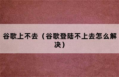 谷歌上不去（谷歌登陆不上去怎么解决）