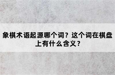 象棋术语起源哪个词？这个词在棋盘上有什么含义？