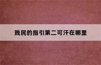 贱民的指引第二可汗在哪里