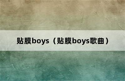 贴膜boys（贴膜boys歌曲）