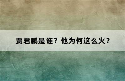 贾君鹏是谁？他为何这么火？