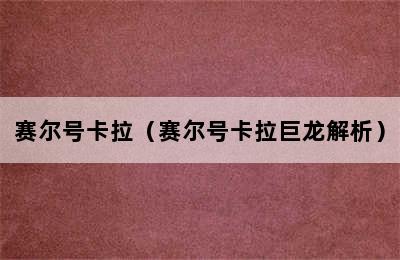 赛尔号卡拉（赛尔号卡拉巨龙解析）