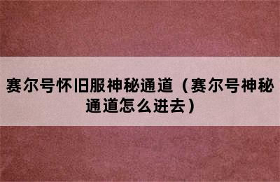 赛尔号怀旧服神秘通道（赛尔号神秘通道怎么进去）