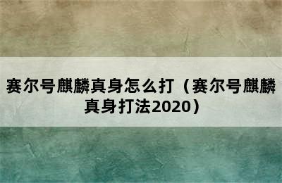 赛尔号麒麟真身怎么打（赛尔号麒麟真身打法2020）