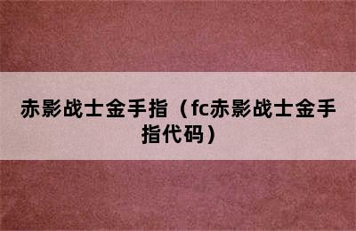 赤影战士金手指（fc赤影战士金手指代码）